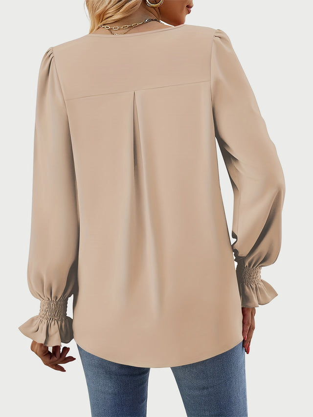 V-Neck Flounce Sleeve Top | Hanalas