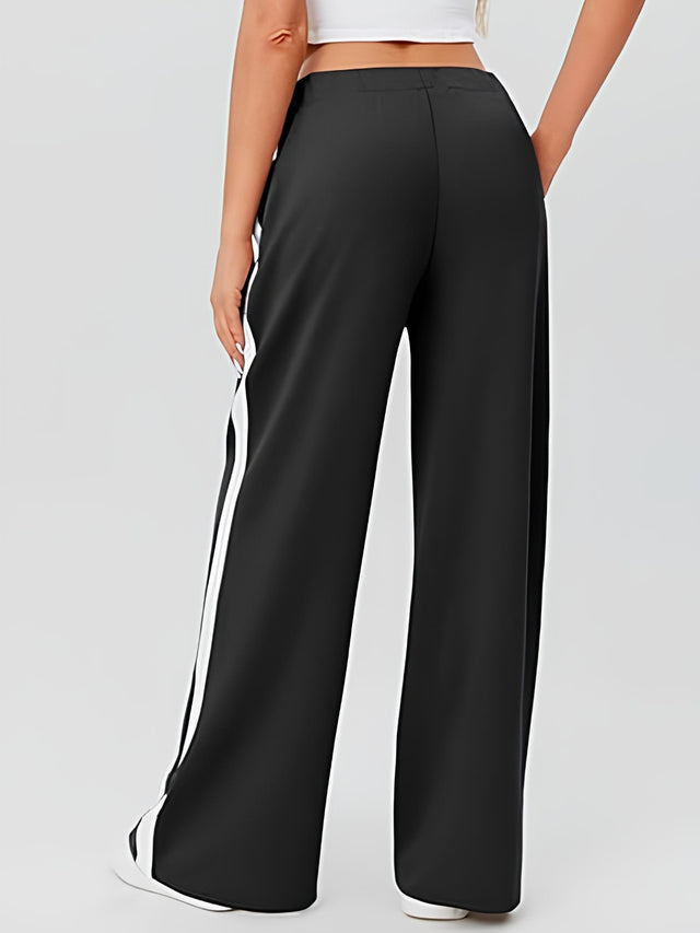 Side Striped Wide Leg Pants | Hanalas