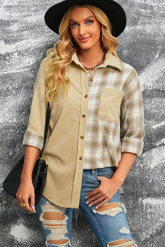 Plaid Button Up Drop Shoulder Shacket | Hanalas