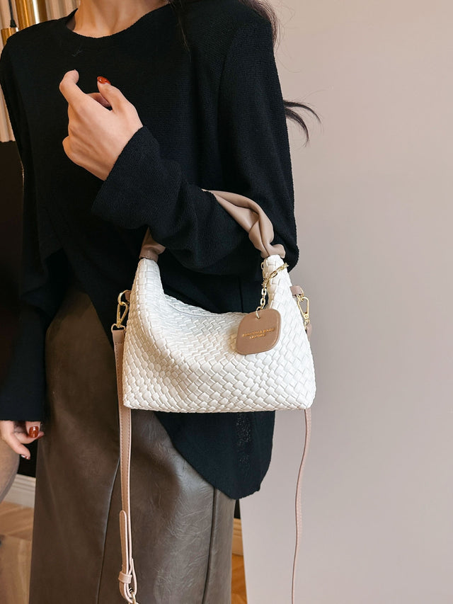 PU Leather Woven Crossbody Bag