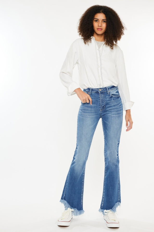 Kancan High Rise Frayed Hem Jeans | Hanalas