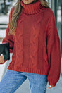 Cable-Knit Turtleneck Dropped Shoulder Sweater | Hanalas