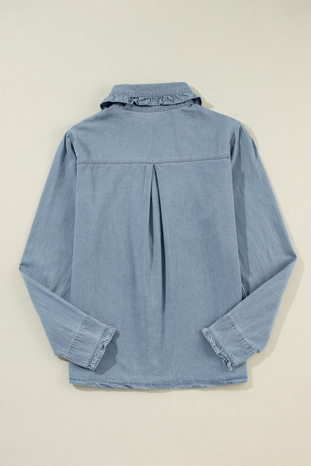 Button Up Long Sleeve Denim Top Trendsi Hanalas