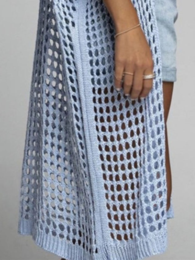 Openwork Open Front Three-Quarter Sleeve Cover Up | Hanalas