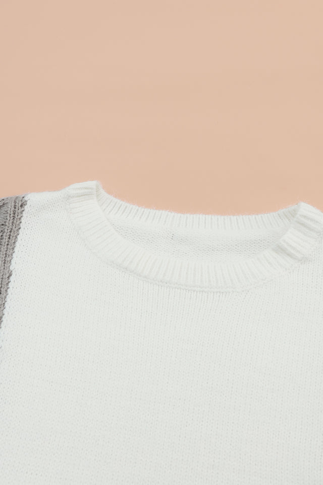 Color Block Textured Drop Shoulder Sweater | Hanalas