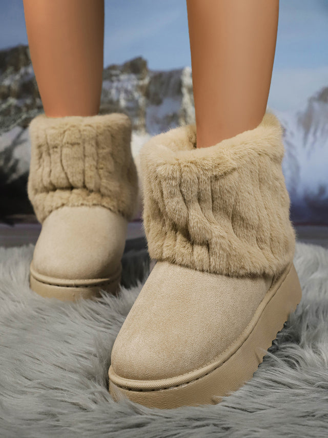 Thermal Faux Fur Suede Platform Boots | Hanalas