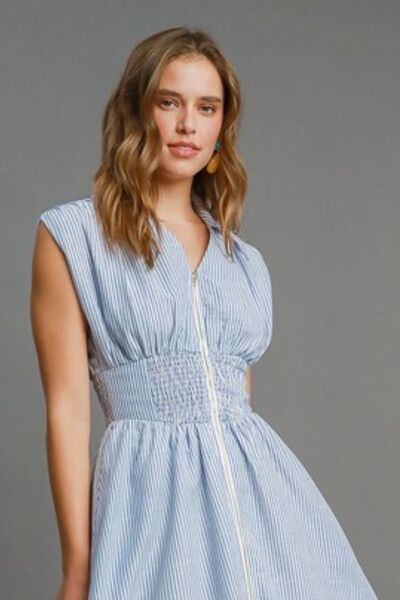 Umgee Full Size Striped Midi Dress with Smocked Waist Plus Size | Hanalas