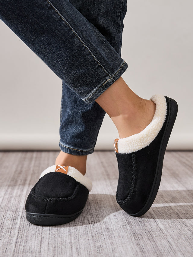 Contrast Round Toe Flat Slippers | Hanalas