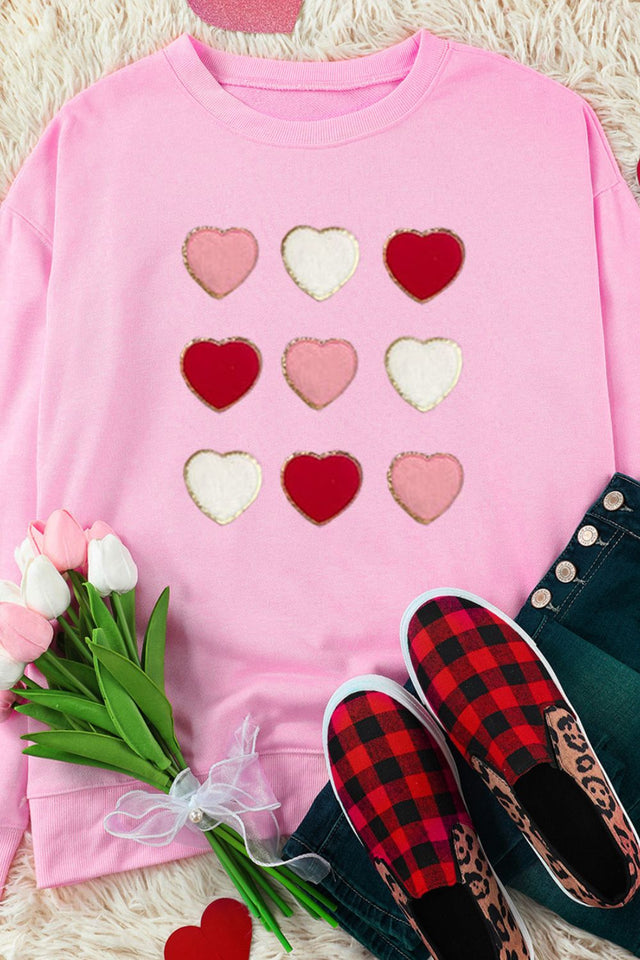 Contrast Heart Long Sleeve Sweatshirt | Hanalas