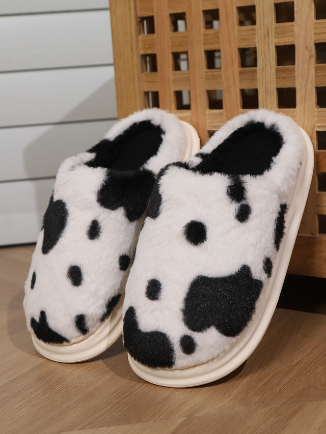 Animal Print Faux Fur Slippers | Hanalas