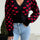 Valentine’s Day Heart V-Neck Cropped Cardigan | Hanalas