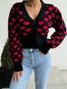 Valentine’s Day Heart V-Neck Cropped Cardigan | Hanalas