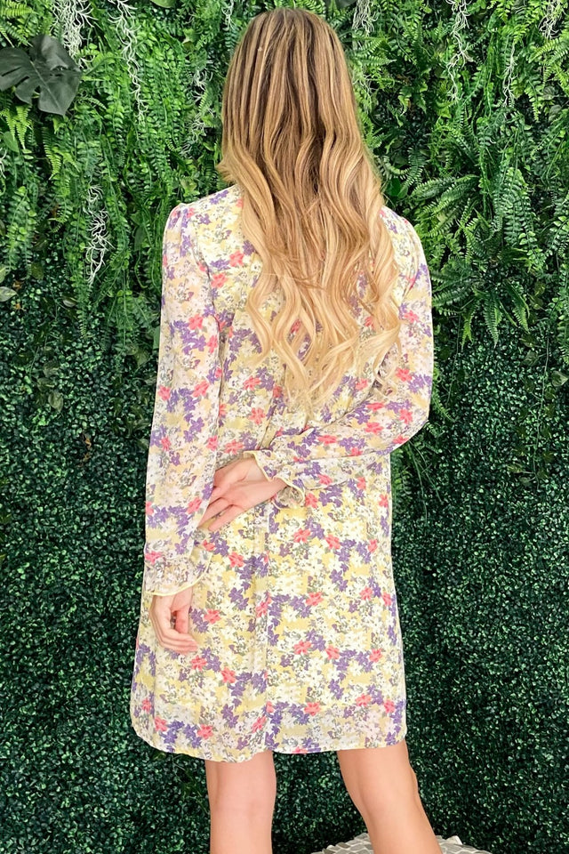 And The Why Floral Mock Neck Flounce Sleeve Dress Trendsi Hanalas