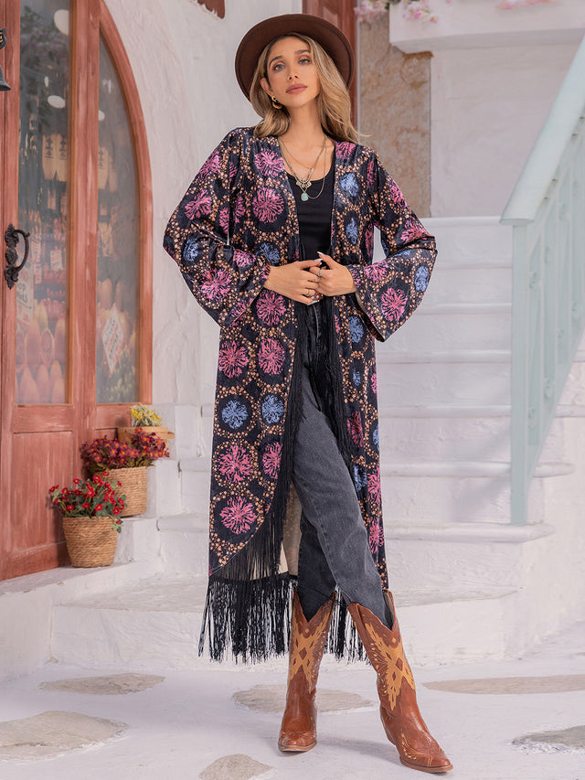 Fringe Open Front Long Sleeve Cardigan Trendsi Hanalas