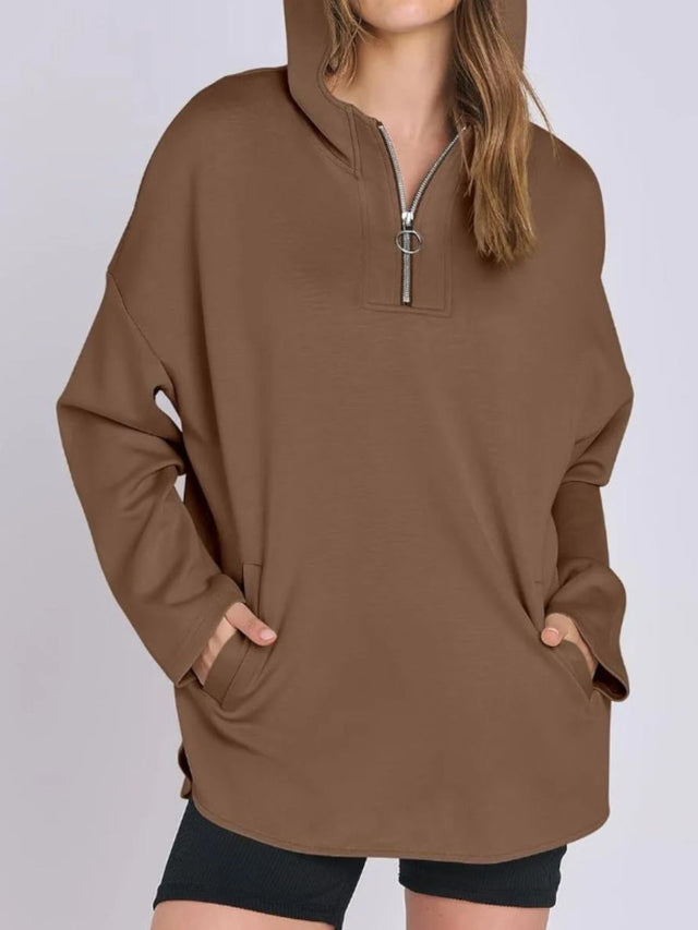 Quarter Zip Long Sleeve Hoodie | Hanalas