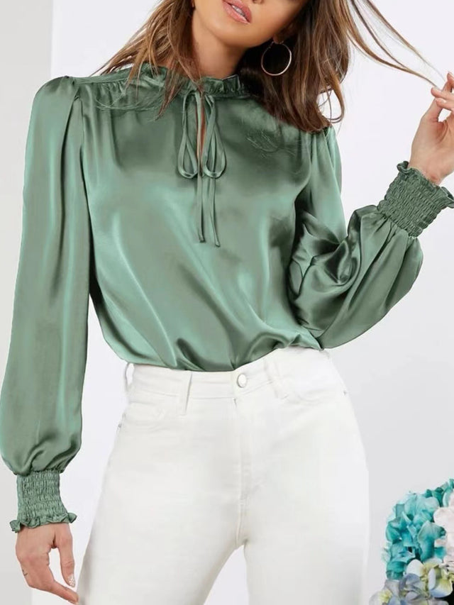 Frill Tied Lantern Sleeve Blouse | Hanalas