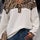 Waffle-Knit Leopard V-Neck Long Sleeve Blouse | Hanalas