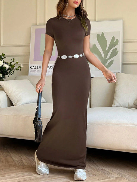 Short Sleeve Maxi Tee Dress | Hanalas