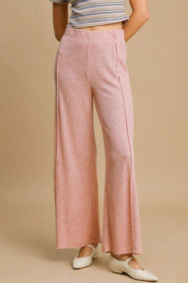 Umgee Elastic Waist Wide Leg Knit Pants | Hanalas