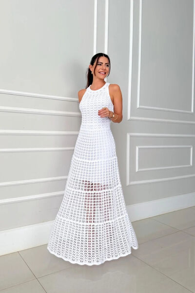 Hollowed-Out Sleeveless Maxi Dress | Hanalas