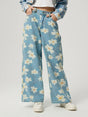 Pocketed Floral Wide Leg Jeans | Hanalas