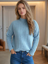 Cable-Knit Mock Neck Dropped Shoulder Sweater | Hanalas