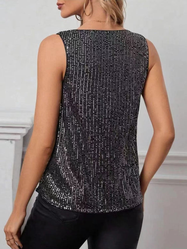 Sequin Cowl Neck Tank | Hanalas