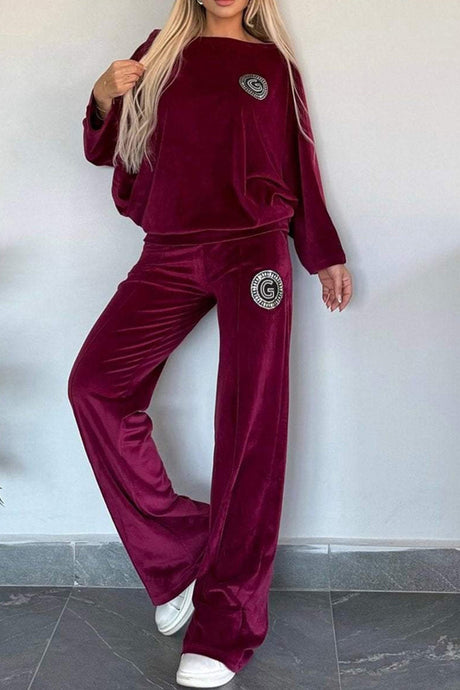 Full Size Boat Neck Long Sleeve Top and Pants Set | Hanalas