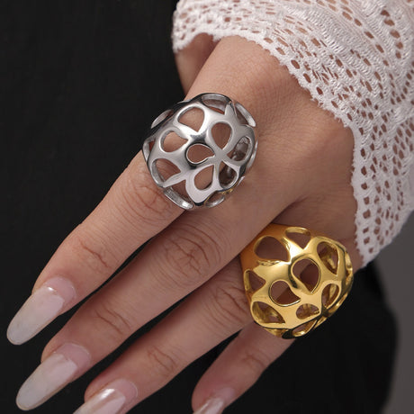 Stainless Steel Cutout Ring Trendsi Hanalas