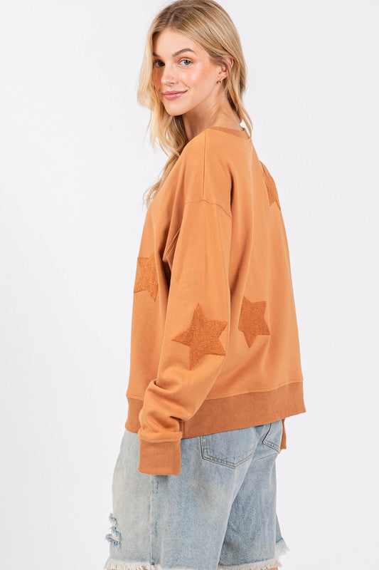 SAGE + FIG Star Patch Long Sleeve Sweatshirt | Hanalas