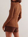 Exposed Seam Striped Turtleneck Long Sleeve T-Shirt | Hanalas