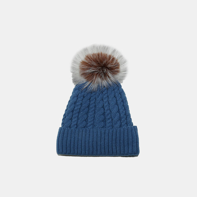 Cable Knit Winter Hat with Pompom Trendsi Hanalas