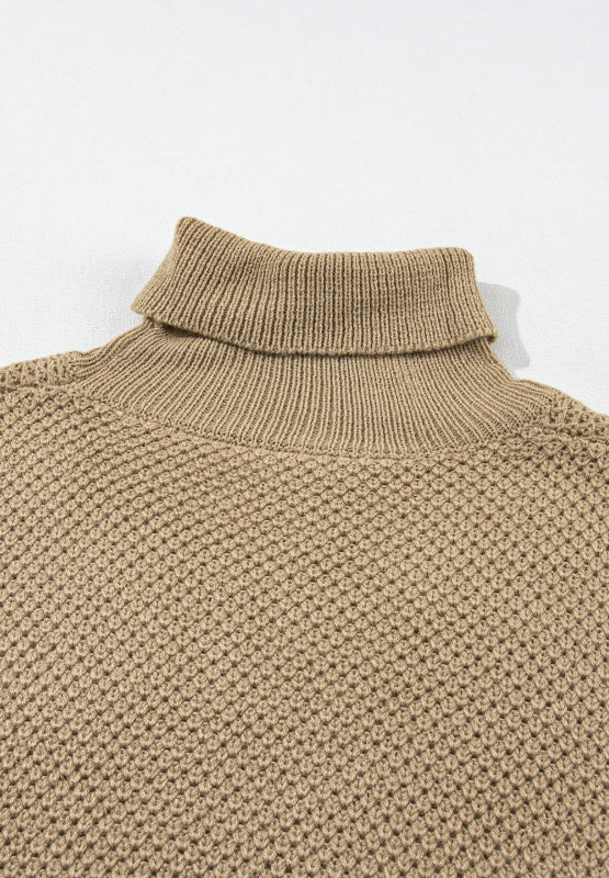 Solid Color Turtleneck Short Sleeve Sweater | Hanalas