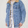 Button Up Collared Neck Plush Denim Jacket | Hanalas