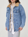 Button Up Collared Neck Plush Denim Jacket | Hanalas