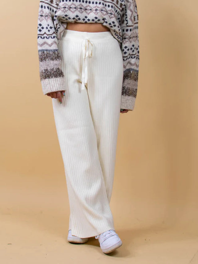 Ribbed Wide Leg Sweater Pants | Hanalas