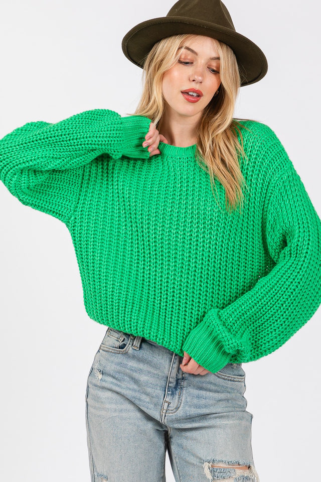 SAGE + FIG Round Neck Drop Shoulder Sweater | Hanalas