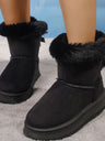 Faux Fur Suede Round Toe Boots | Hanalas