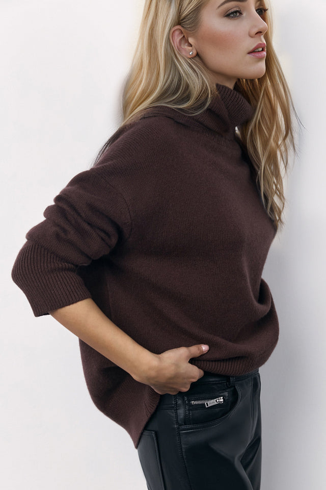 Basic Bae Turtleneck Long Sleeve Dropped Shoulder Sweater Trendsi Hanalas