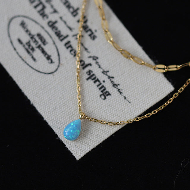 Stainless Steel Opal Pendant Necklace | Hanalas