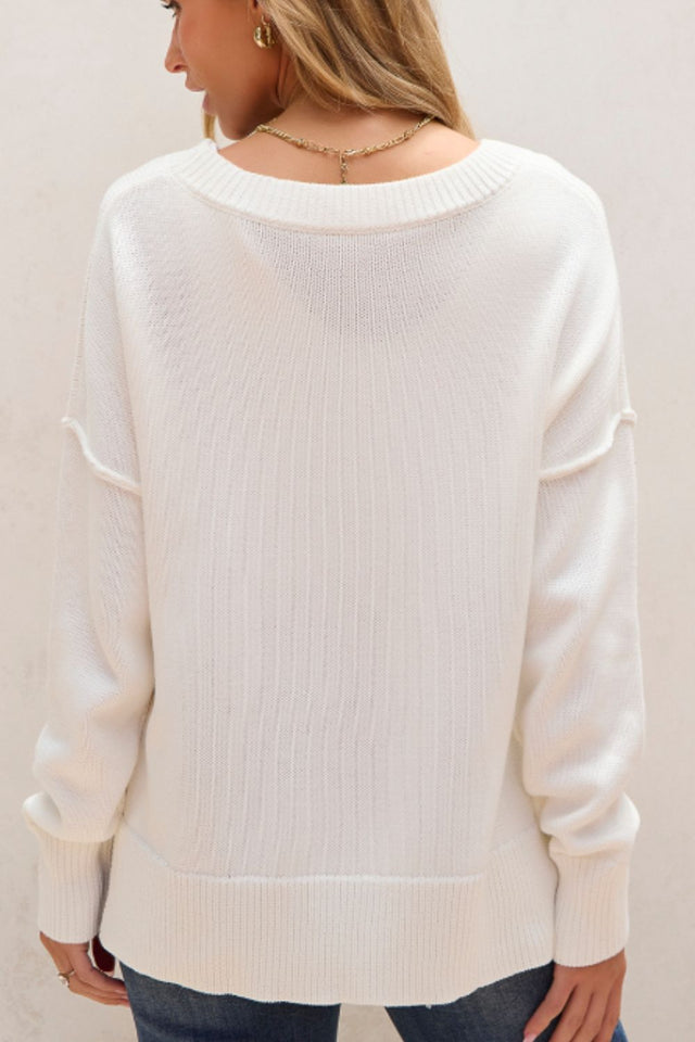 US Flag Side Slit Drop Shoulder Sweater | Hanalas