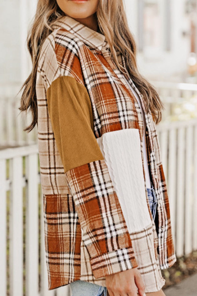 Plaid Button Up Long Sleeve Shacket | Hanalas