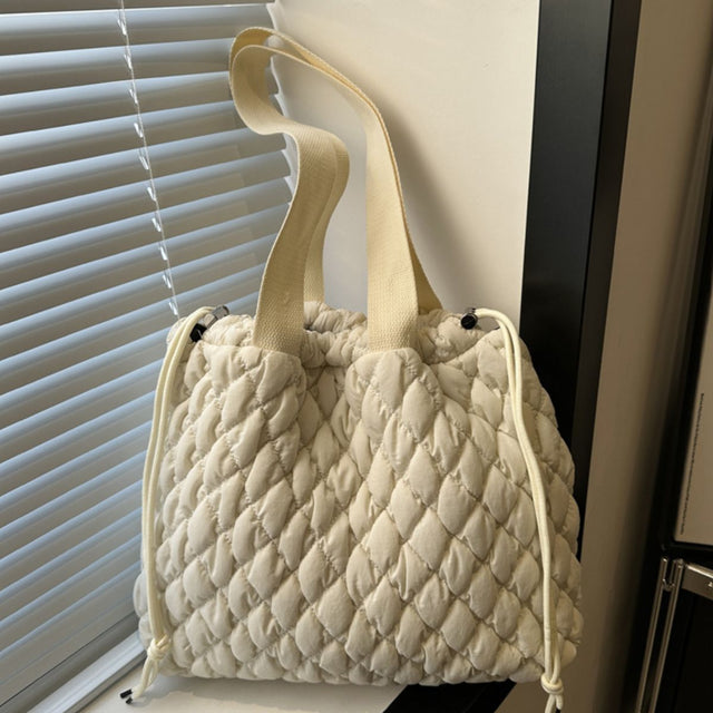 Drawstring Bubble Texture Tote Bag Trendsi Hanalas