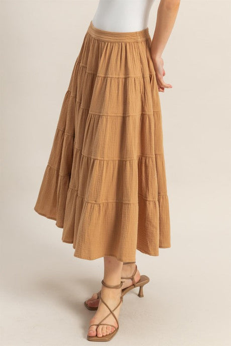 HYFVE Double Gauze Tiered Midi Skirt with Pockets | Hanalas