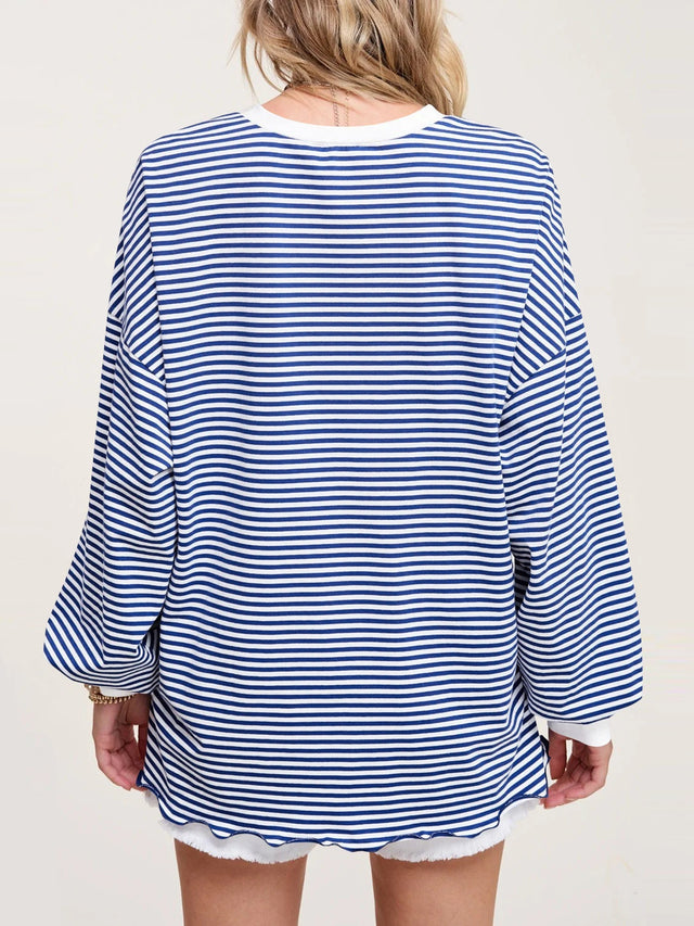 Contrast Striped Long Sleeve Sweatshirt | Hanalas