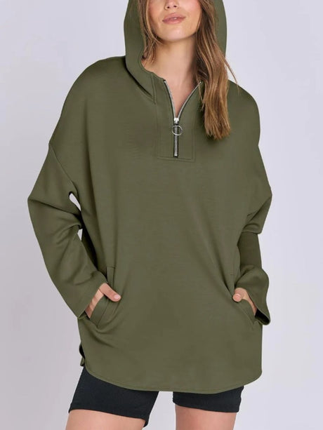 Quarter Zip Long Sleeve Hoodie | Hanalas