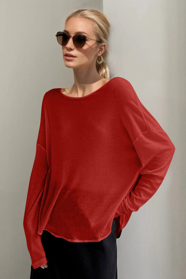 Basic Bae High-Low Long Sleeve T-Shirt Trendsi Hanalas