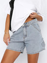Washed High Rise Denim Shorts | Hanalas