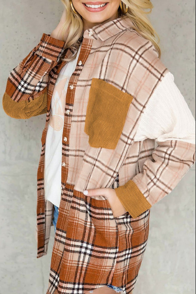 Plaid Button Up Long Sleeve Shacket | Hanalas