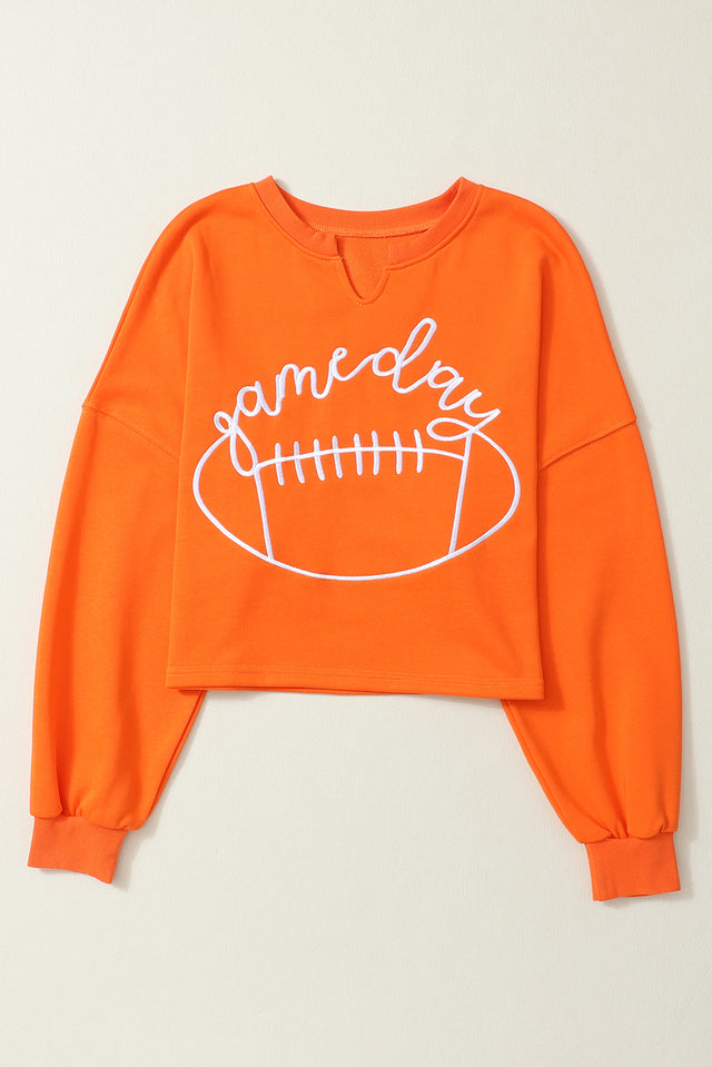 GAME DAY Football Notched Long Sleeve Sweatshirt | Hanalas